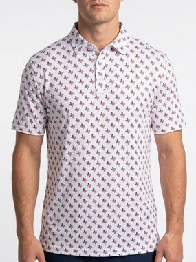 State of Mine Texas Flag Performance Polo Shirt White Patriotic Golf Men’s Large
